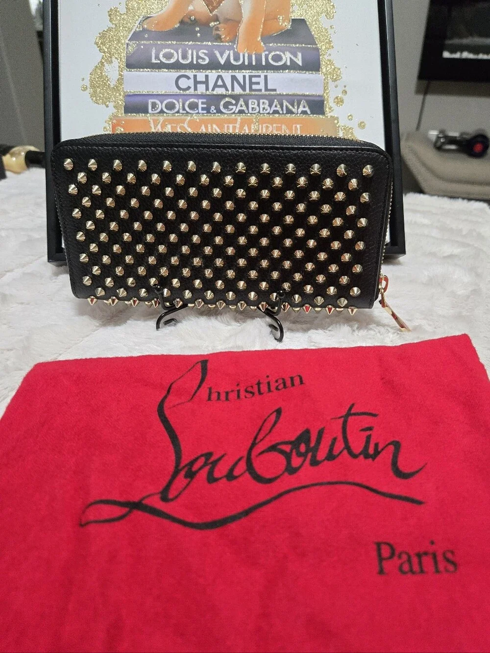 🔥 Christian Louboutin Spike Accents Leather Continental Wallet EUC 🔥